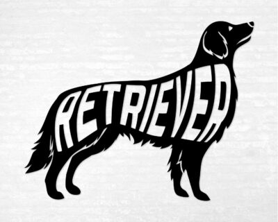 Sweet Golden Retriever dog decal with inset text 'RETRIEVER'.