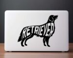 Sweet Golden Retriever dog decal with inset text 'RETRIEVER'.
