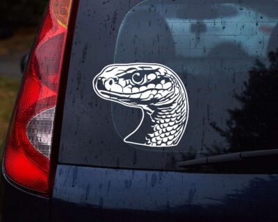 Silhouette of a snake's head with realistic detailed scales and beady eyes