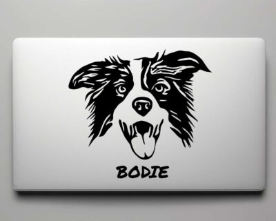 True to life precision cut silhouette of a border collie dog looking happy and alert.