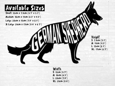 Adorable German Shepherd dog decal with inset text saying 'GERMAN SHEPHERD'.