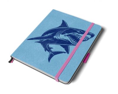 Great white shark decal featuring a shark with a powerful body, jaws slightly open to reveal rows of razor-sharp, menacing teeth ready to strike.