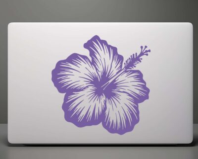 Hibiscus flower, featuring five large rounded petals with textured detail and smooth edges, a prominent central stamen extending outward, and small detailed anthers. The bold design captures the tropical beauty and distinct shape of the hibiscus blossom.
