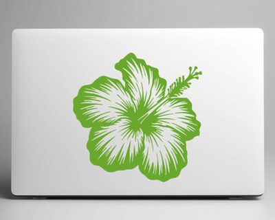 Hibiscus flower, featuring five large rounded petals with textured detail and smooth edges, a prominent central stamen extending outward, and small detailed anthers. The bold design captures the tropical beauty and distinct shape of the hibiscus blossom.